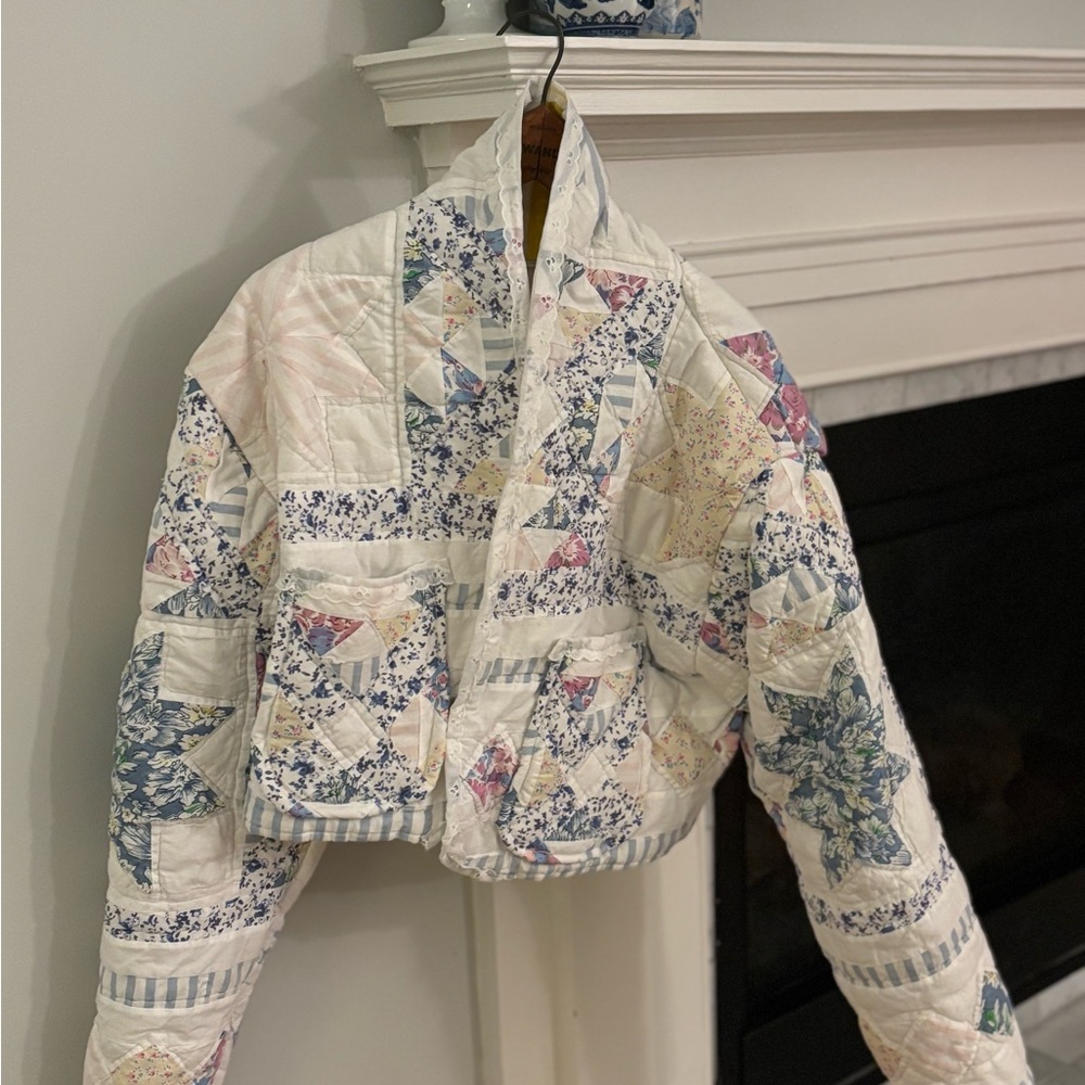 Handmade Vintage Quilt Cropped Jacket - Picture 3 of 6
